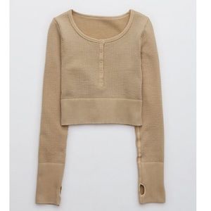 AEO Nude LS Crop Top
